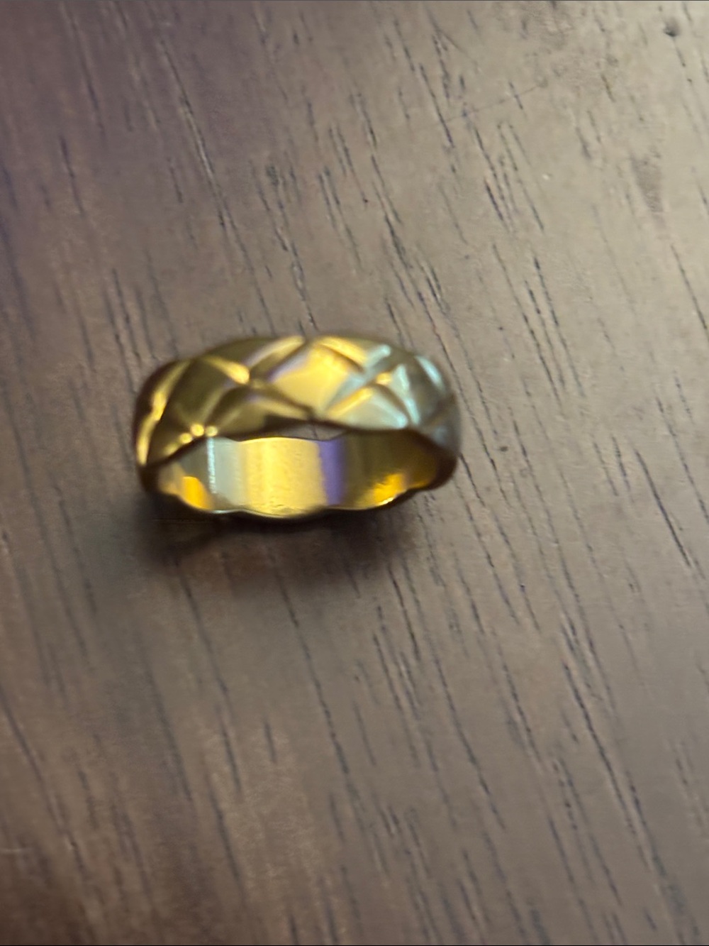 Gold plated Quilted Pattern Women’s Ring - Gold Color , size 9